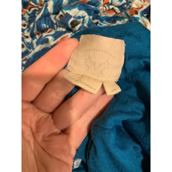 Vanessa Virginia Blue White Orange Geometric Long Maxi Dress Size Medium Petite - Picture 7 of 7